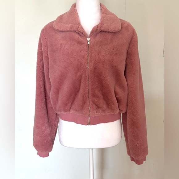 FAVLUX Jackets & Blazers - FAVLUX Pink Faux Fur Bomber Jacket, Fill Zip, Size L